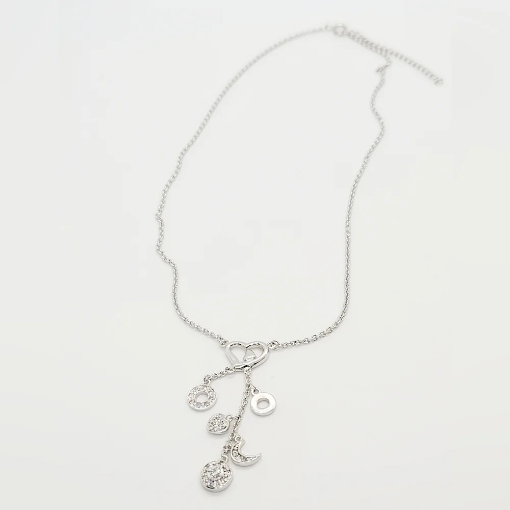 New Sterling Silver heart & the moon Necklace